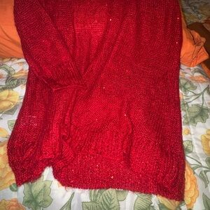 Roz & Ali Vibrant Red Crew Neck Sweater